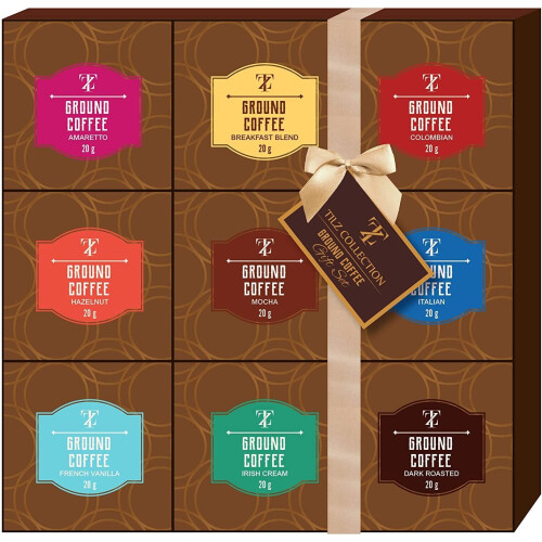 Gourmet Ground Coffee Selection Of 9 Assorted Flavours