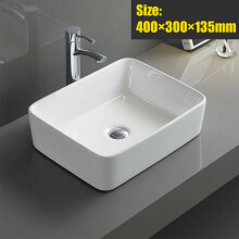 Cloakroom Bathroom Basin Sink Hand Wash Ceramic Counter Top White 400x300mm