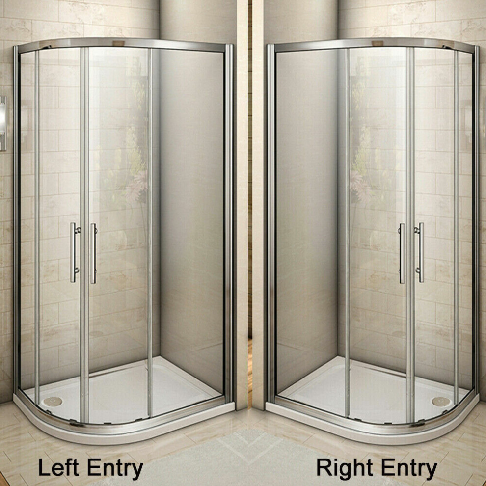 (1000X800mm left tray) Offset Quadrant Shower Enclosure Corner Cubicle Door and Tray