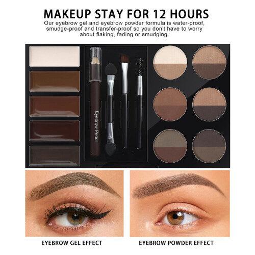 Eyebrow Palette Set Waterproof Eyebrow Powder Palette Makeup Set With Tools 2