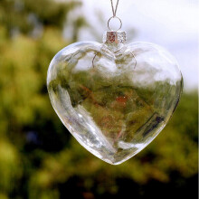 12pcs Clear Glass Heart Shape Christmas Hanging Bauble Fillable DIY Ornament