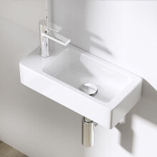 (Left) RH / LH White Cloakroom Hand Wash Basin Sink Compact Ceramic White Wall Hung