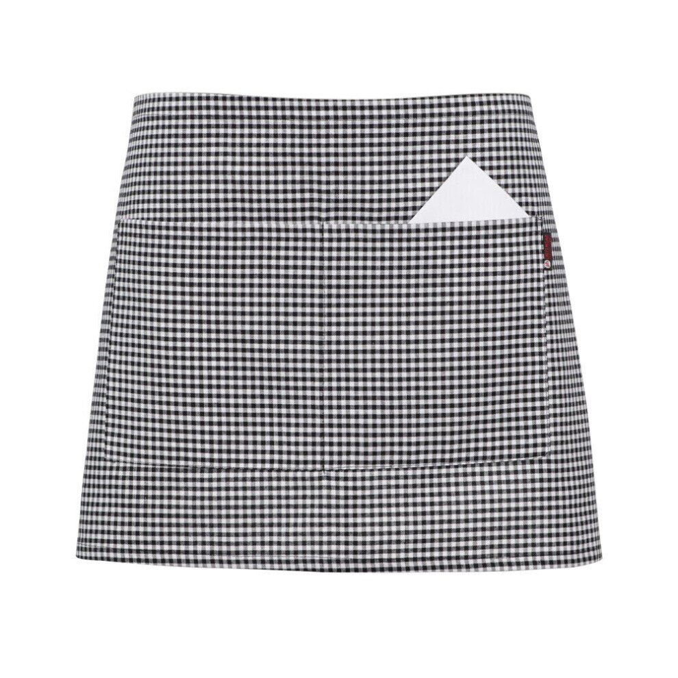 P-H (Check Black And White) Waist Apron Waitress Cafe Restaurant Half Apron Uk White,Black