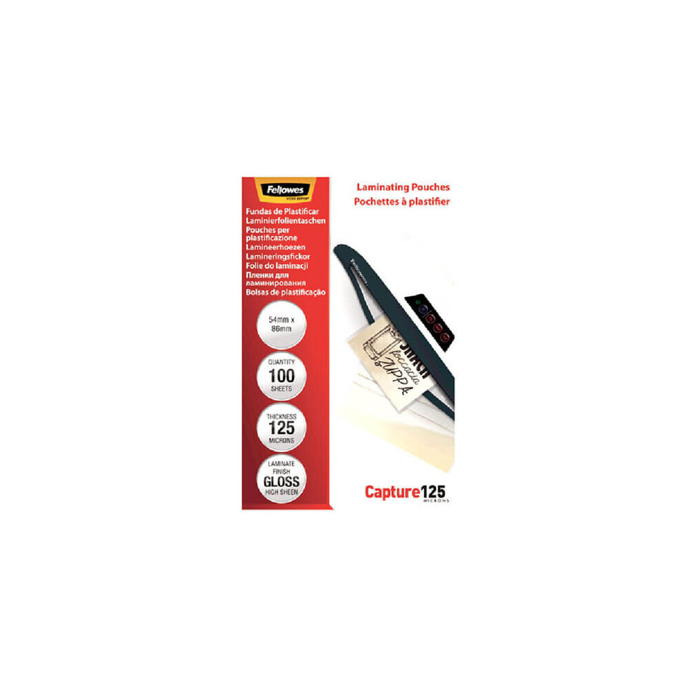 Fellowes (125 Micron) Laminating Pouches 100Pk (54X86mm)