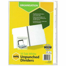 Marbig Unpunched Dividers A4 (White) (10 Tab)