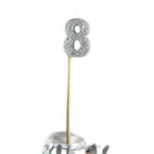 Alpen Glitter Long Stick Candle (Silver) (8)