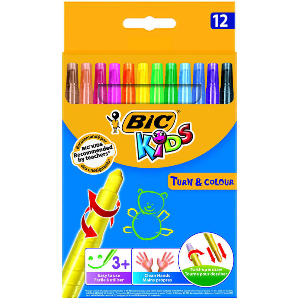 Bic Kids Turn & Colour Crayons (12Pk)