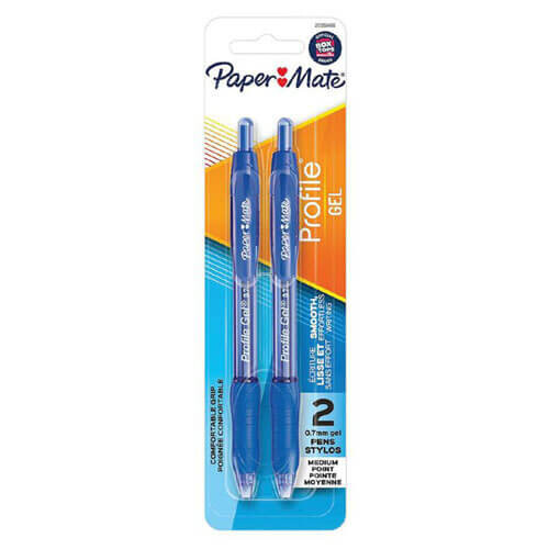 Paper Mate (Blue) Paper Mate Profile Gel Retractable Pen 0.7mm (2pk)