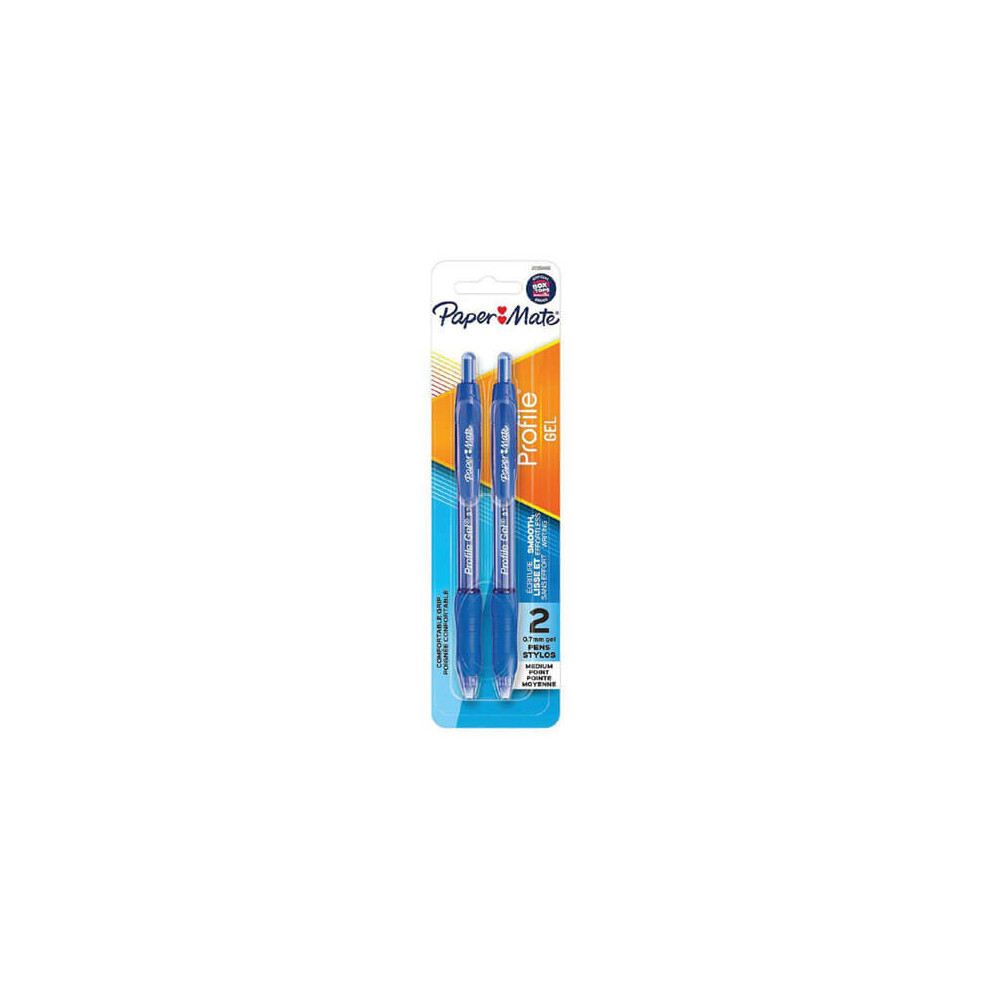 (Blue) Paper Mate Profile Gel Retractable Pen 0.7mm (2pk)