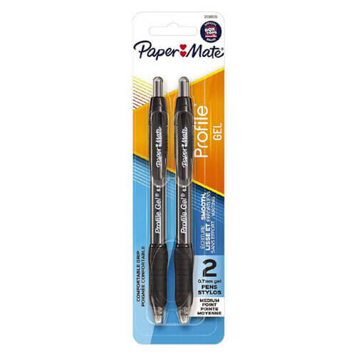 Paper Mate (Black) Paper Mate Profile Gel Retractable Pen 0.7mm (2pk)