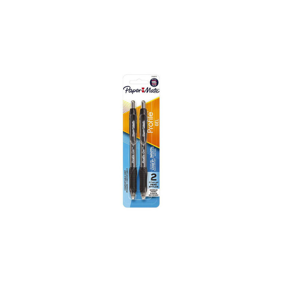 (Black) Paper Mate Profile Gel Retractable Pen 0.7mm (2pk)