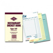 Zions Carbonless Triplicate Restaurant Docket Book (15 line)
