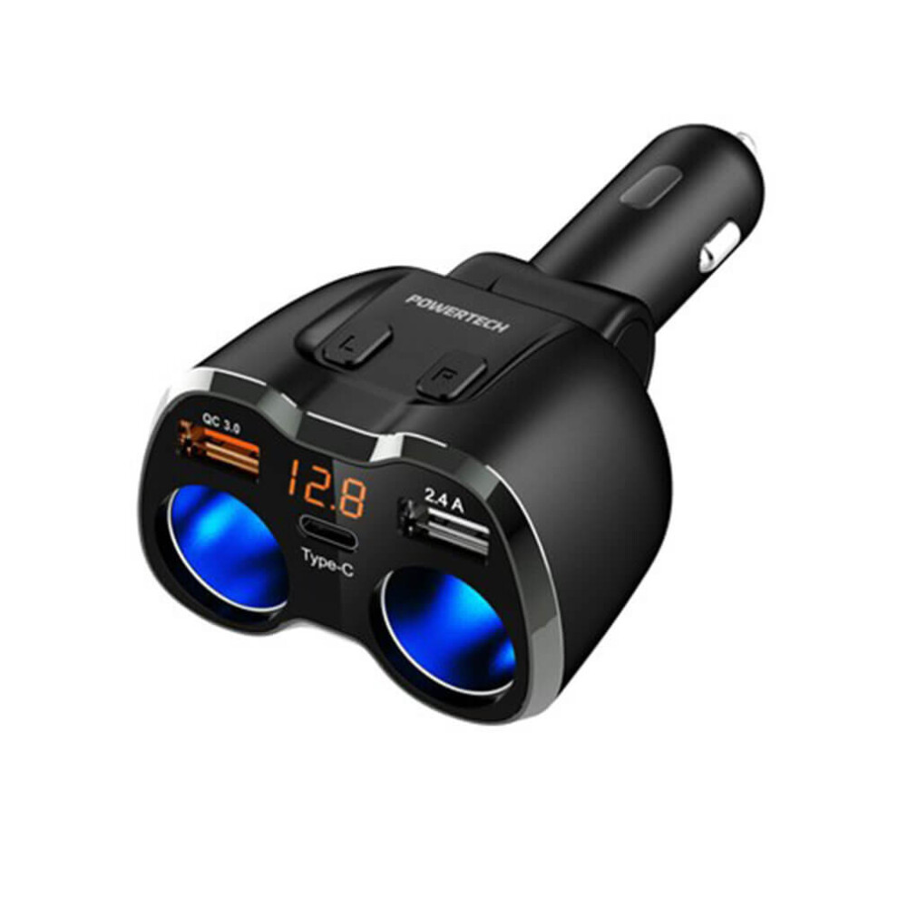 Powertech Dual Cigarette Lighter Adaptor W/ 3X Usb Ports & Voltmeter 9319236770078