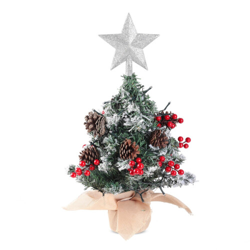 Living And Home Mini Pre Lit Tabletop Artificial DIY Christmas Tree with Star Topper 2