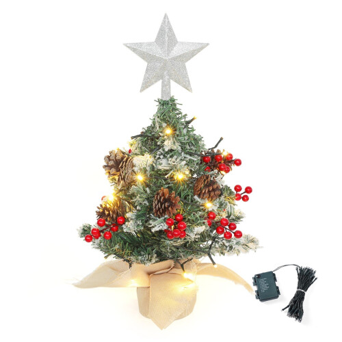 Living And Home Mini Pre Lit Tabletop Artificial DIY Christmas Tree with Star Topper 1