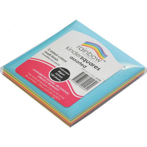 Rainbow Rainbow Matt Kinder Squares Craft Paper 127mm (120pk)