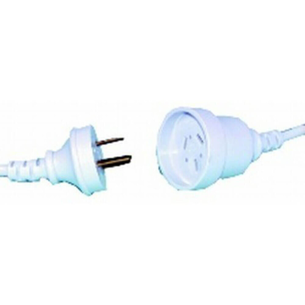 Jaycar Mains Extension Cable With Flange 240V 10A White (3M) 9319236067543
