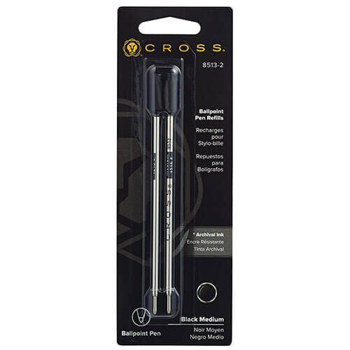 Cross (Black) Cross Ballpoint Pen Medium Refill 2 Pack 2