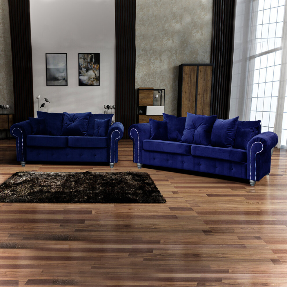 (3+2 Seated Sofa, Blue) Ashwin 3+2 Seater and Corner Luxuries Sofa