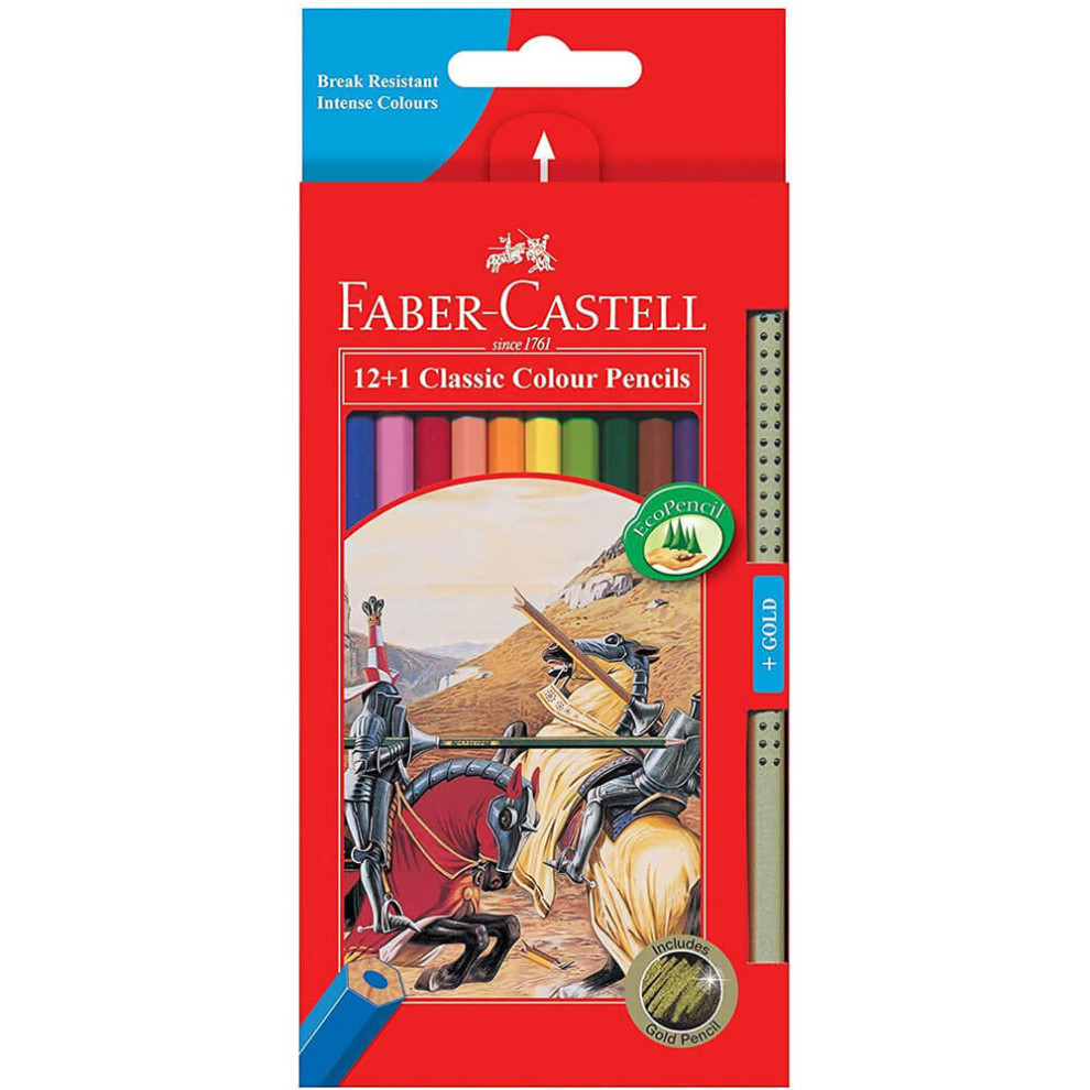 Faber-Castell Classic Coloured Pencils With Gold (12Pk)