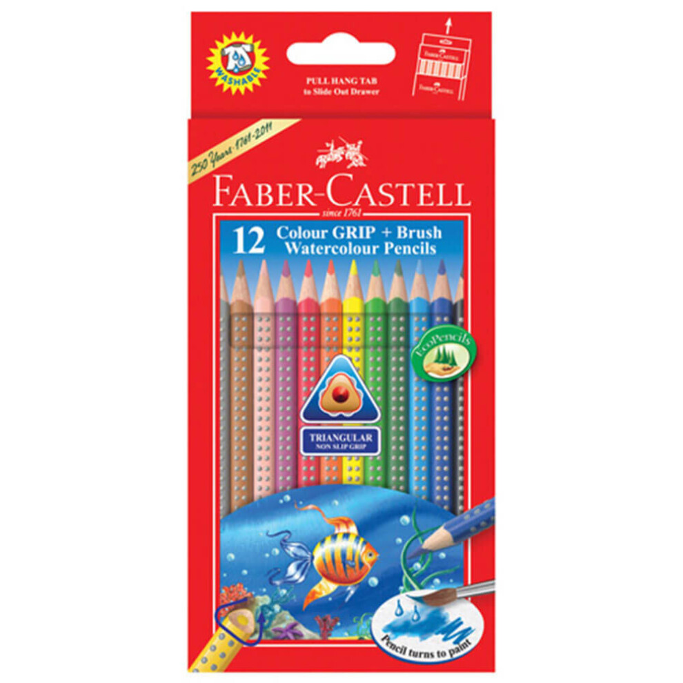 Faber-Castell Grip Watercolour Triangular Pencils With Brush