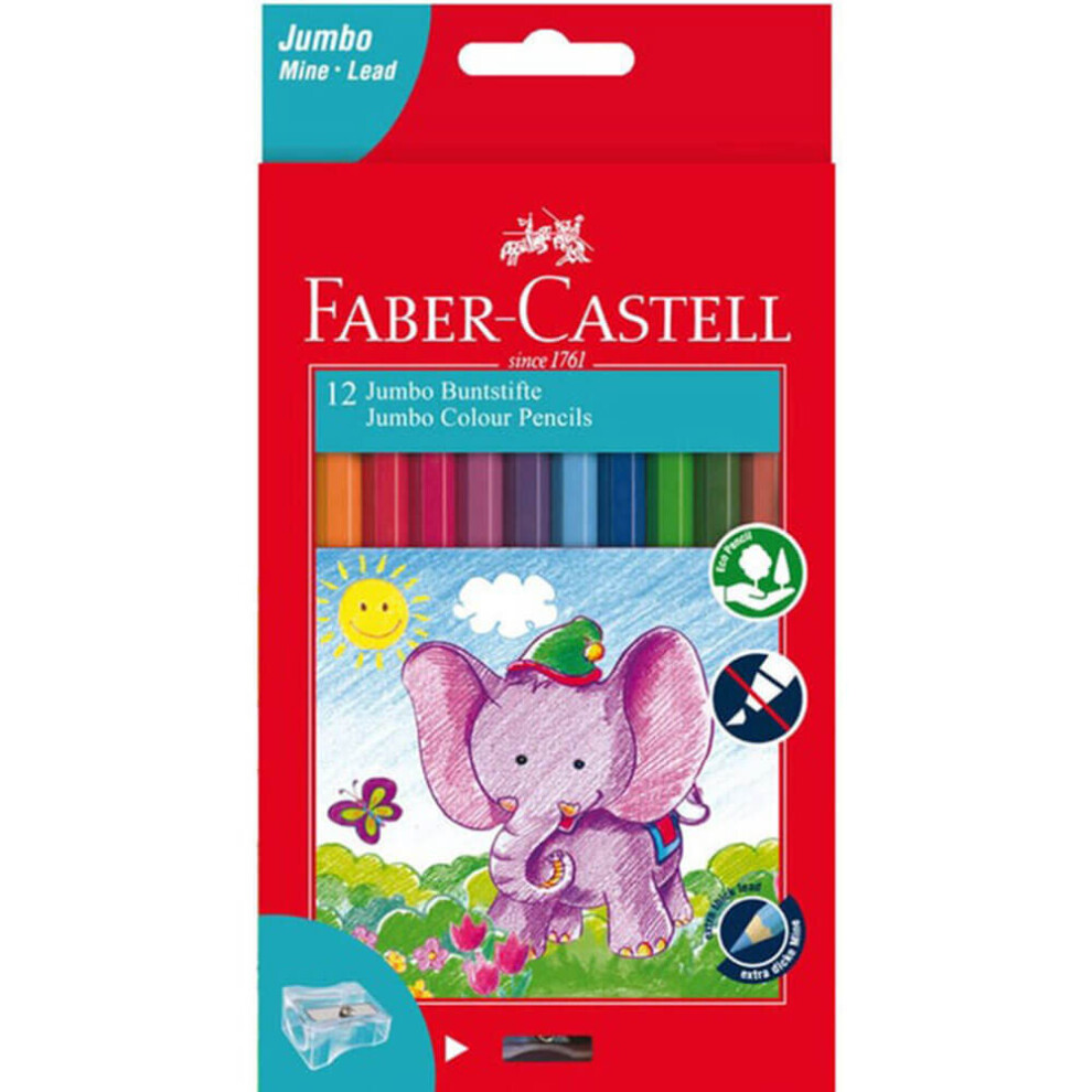 Faber-Castell Jumbo Colour Pencils With Sharpener (12Pk)