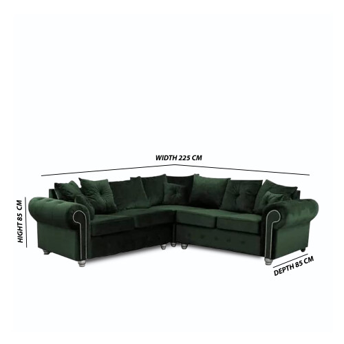 MN Furniture (Corner Sofa, Green) Ashwin 3+2 Seater and Corner Luxuries Sofa 1