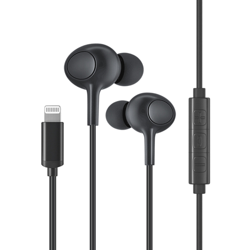 Project Telecom LE1B Earbuds | Earphones | Lightning Connector | MFI Certified | Compatible with Apple iPhones | iPads - Black