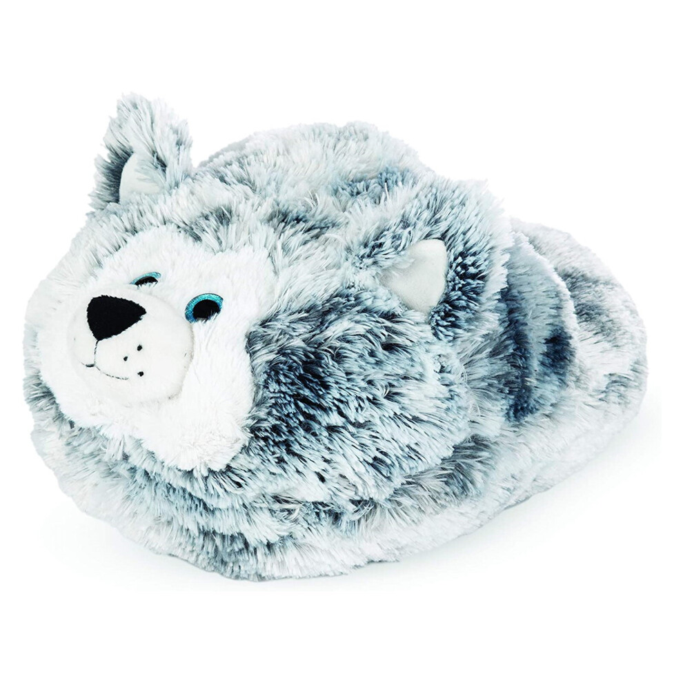 Plush Husky Dog Foot Warmer Kids/Adults Animal Slipper Cuddly Cushion One Size