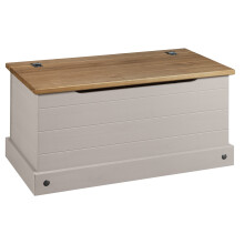 Corona Grey Solid Pine Ottoman Single Bedding Box Toy Chest Blanket