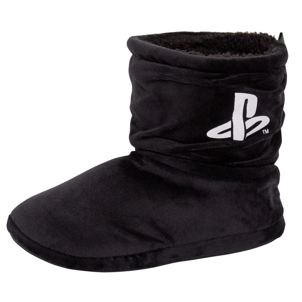 (12-13 UK Child) PlayStation Slipper Boots Kids Girls Boys Gamer Warm Fleece Slippers House Shoes