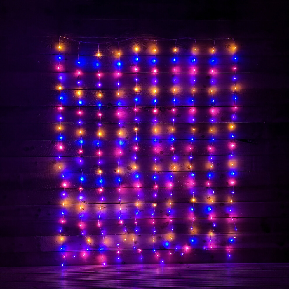 Samuel Alexander 240 Led 2M X 1.5M Premier Flexibright Curtain Indoor Outdoor Multifunction Christmas S With Timer In Rainbow Light/Purple/Blue