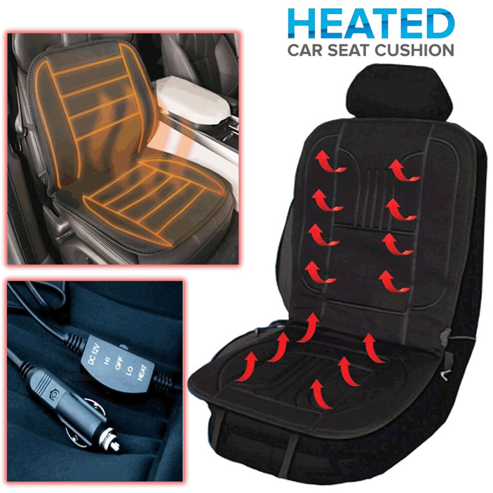 HILLINGTON Heated Car Seat Cushion Luxury Heater Aftermarket Universal Fit 12V Cold Winter