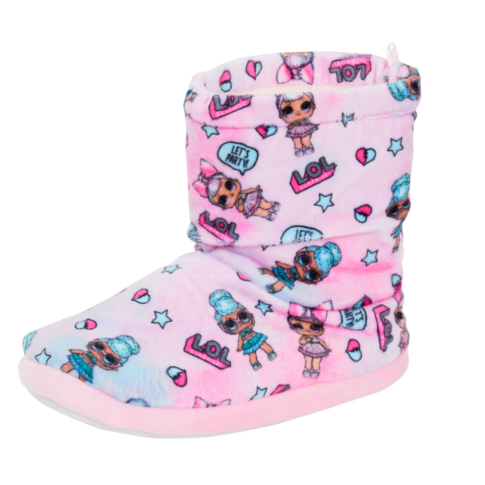 L.o.l. Surprise! (13-1 Uk) Girls Lol Surprise Dolls Slipper Boots Faux Fur Lined Warm Booties House Shoes