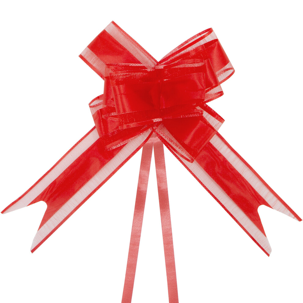 (Red, 20PCS) Time to Sparkle Organza Pull Bows Gift Wrap Floristry Hampers Christmas Pull Bows Present Wedding Car Gift Baskets