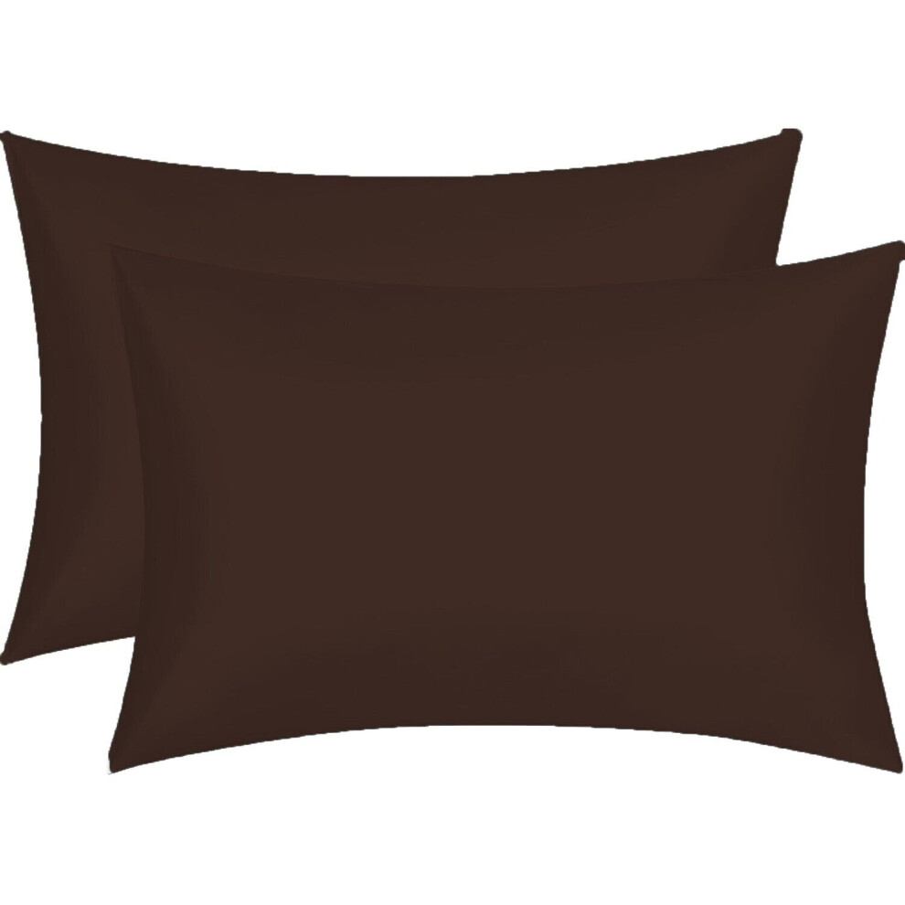 (Chocolate) 2X Soft Satin Silk Pillowcase hair Bedding Cover