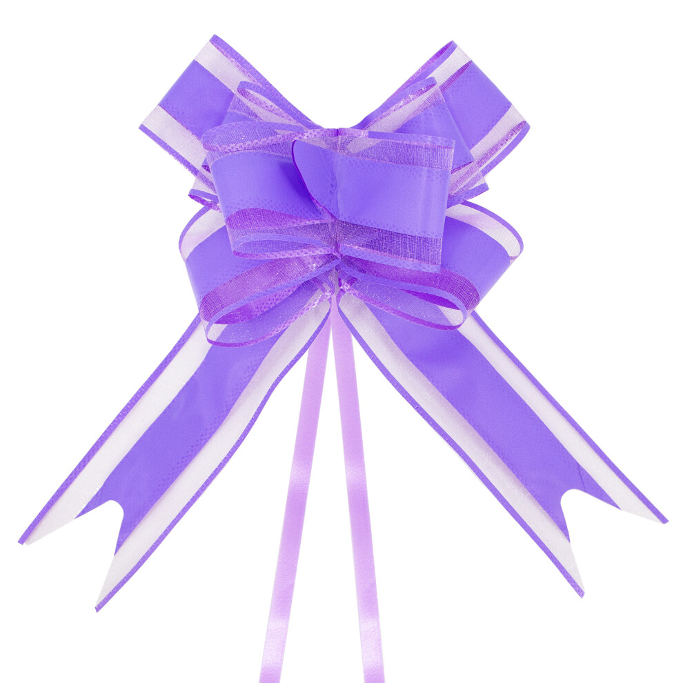 (Lavender, 20PCS) Time to Sparkle Organza Pull Bows Gift Wrap Floristry Hampers Christmas Pull Bows Present Wedding Car Gift Baskets