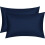 (Navy) 2X Soft Satin Silk Pillowcase hair Bedding Cover 1