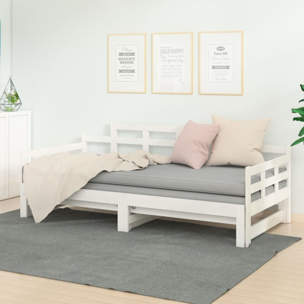 (white, 90 x 190 cm) vidaXL Solid Wood Pine Pull-out Day Bed Wooden Sofa Bed Multi Colours/Sizes