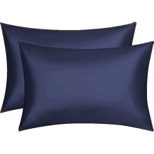 (Blue) 2X Soft Satin Silk Pillowcase hair Bedding Cover
