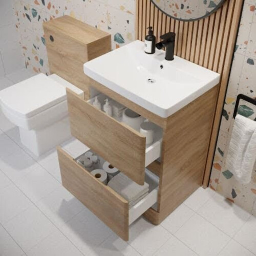 Regis Wood Free Standing Vanity Unit & Basin - 600mm 1