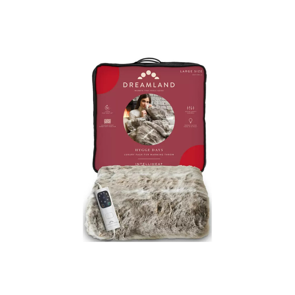 Dreamland Heated Throw - Alaskan Husky Print - Faux Fur - Grey - 120 x 160cm - Image 5
