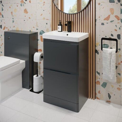 Regis Anthracite Grey Free Standing Vanity Unit & Basin - 500mm