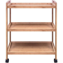 3 Tier Bamboo Kitchen Storage Trolley With Wheels Kitchen Cart
