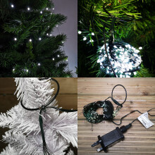 Premier UltraBrights Waterfall Lights 200 LEDs White Green Wire [LV184720W]
