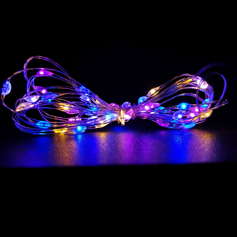 200 LED 10 Metre Outdoor Battery Operated Multi Action Rainbow Micro Brights with Timer