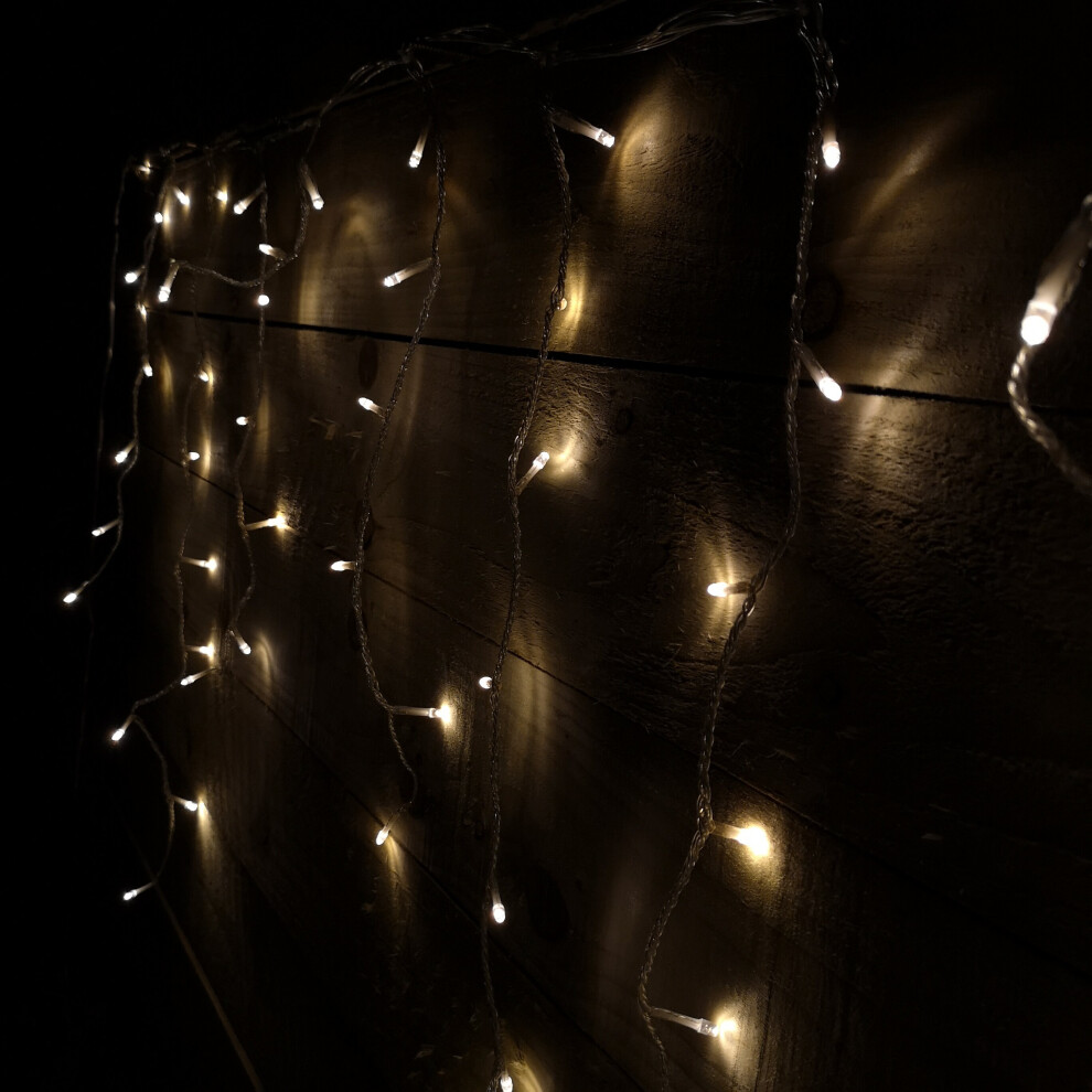 17.8m (720 LED) Premier Outdoor LED Icicle Christmas TIMER Lights - Warm White