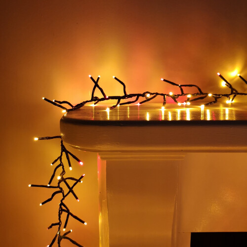 Premier 480 LED 6.2m Premier Function Christmas Cluster Timer Lights Red & Vintage Gold 2