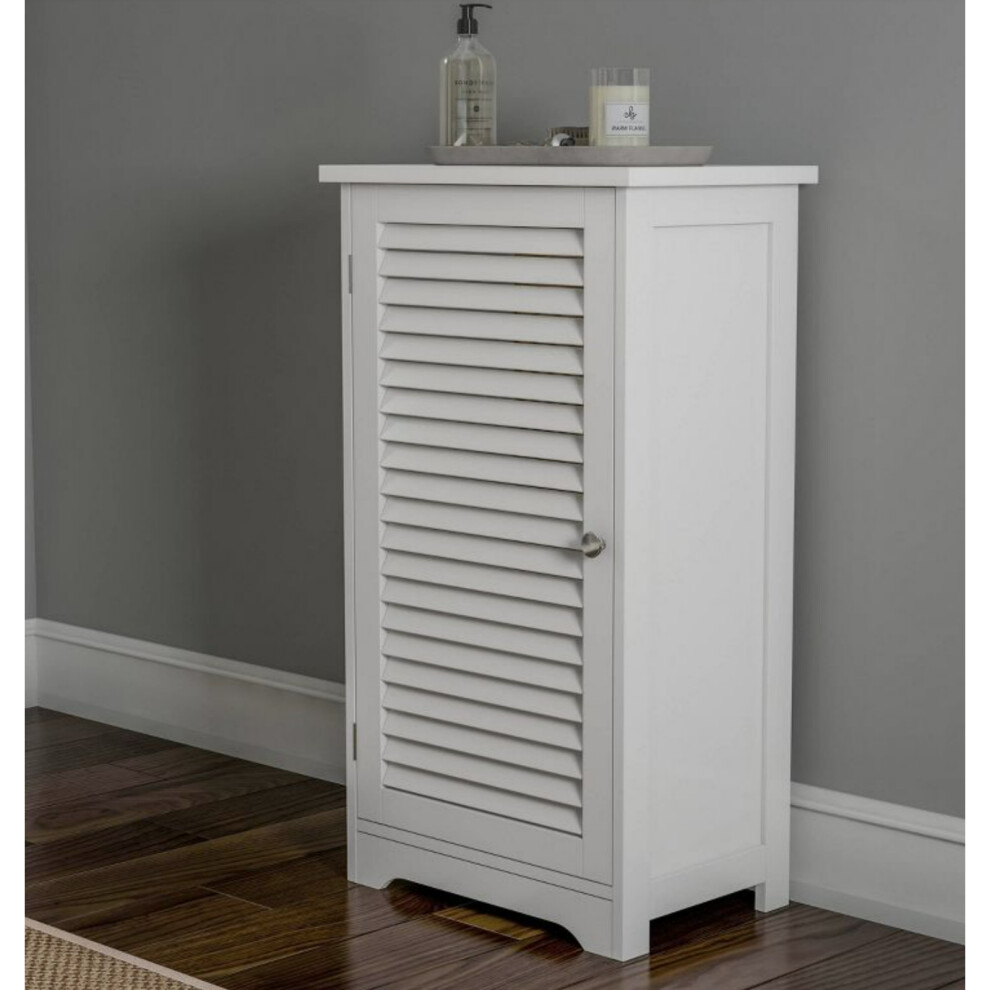 White Wooden Bathroom Storage Cabinet Free Standing