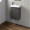 Gloss Grey Wall Mounted 400mm Slimline Vanity Unit Basin Sink Cloakroom Bathroom 1